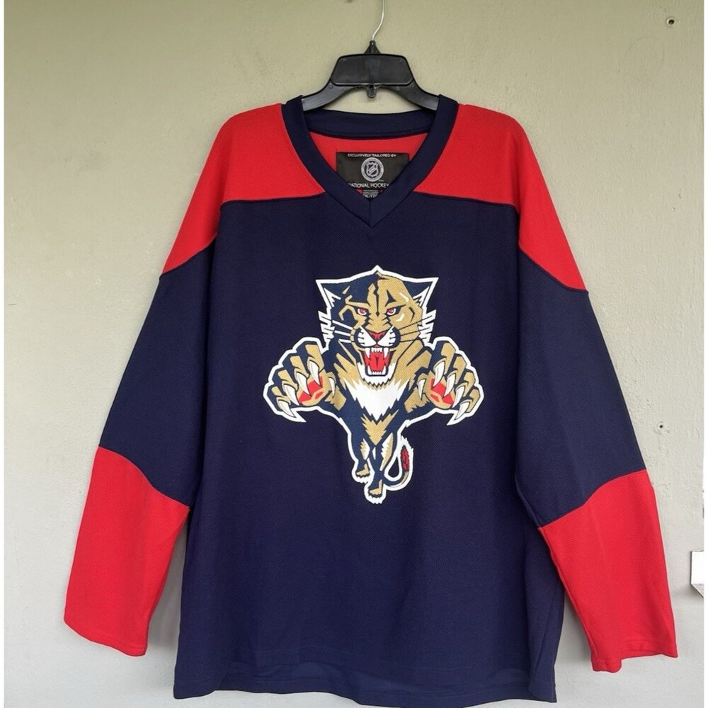 VTG Florida Panthers NHL Hockey Jersey 2XL Blue Red Retro Collector Fan Shirt